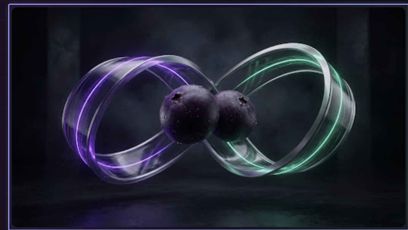 Açaí berries in a luminous infinity loop